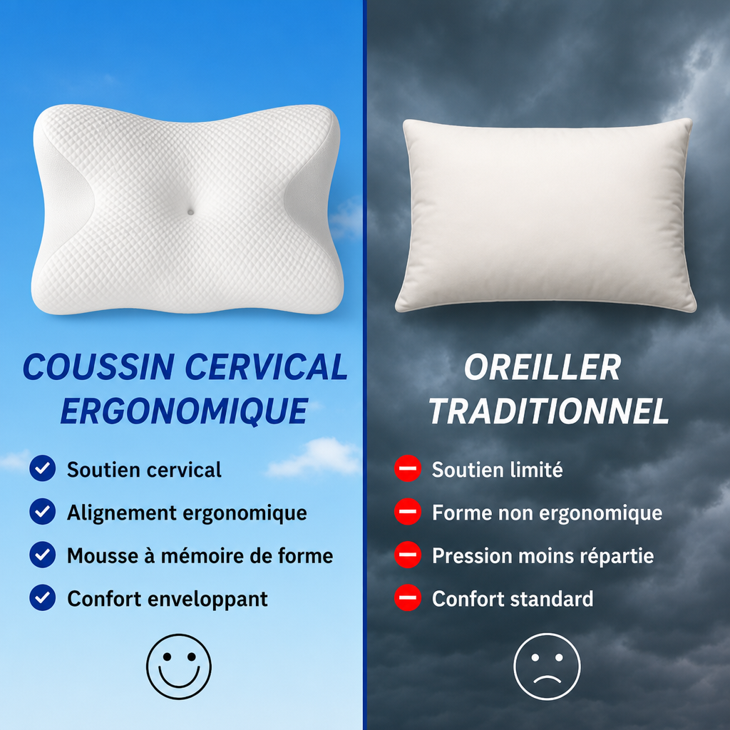 Oreiller ergonomique à mémoire de forme